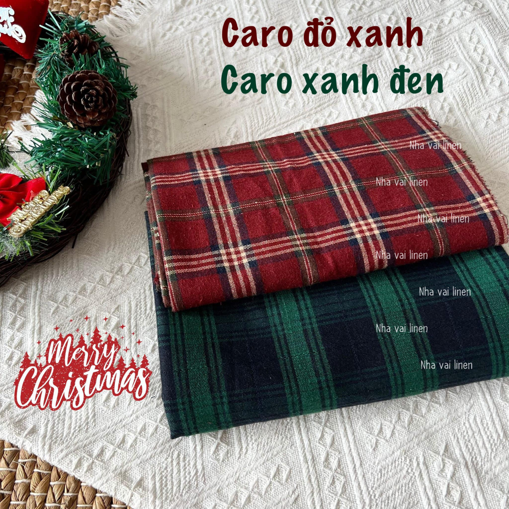 Vải Cotton Hoạ Tiết Caro Chất Liệu Cao Cấp Mềm Mại Thoáng Mát An Toàn Cho Da Nhạy - Nhà Vải Linen