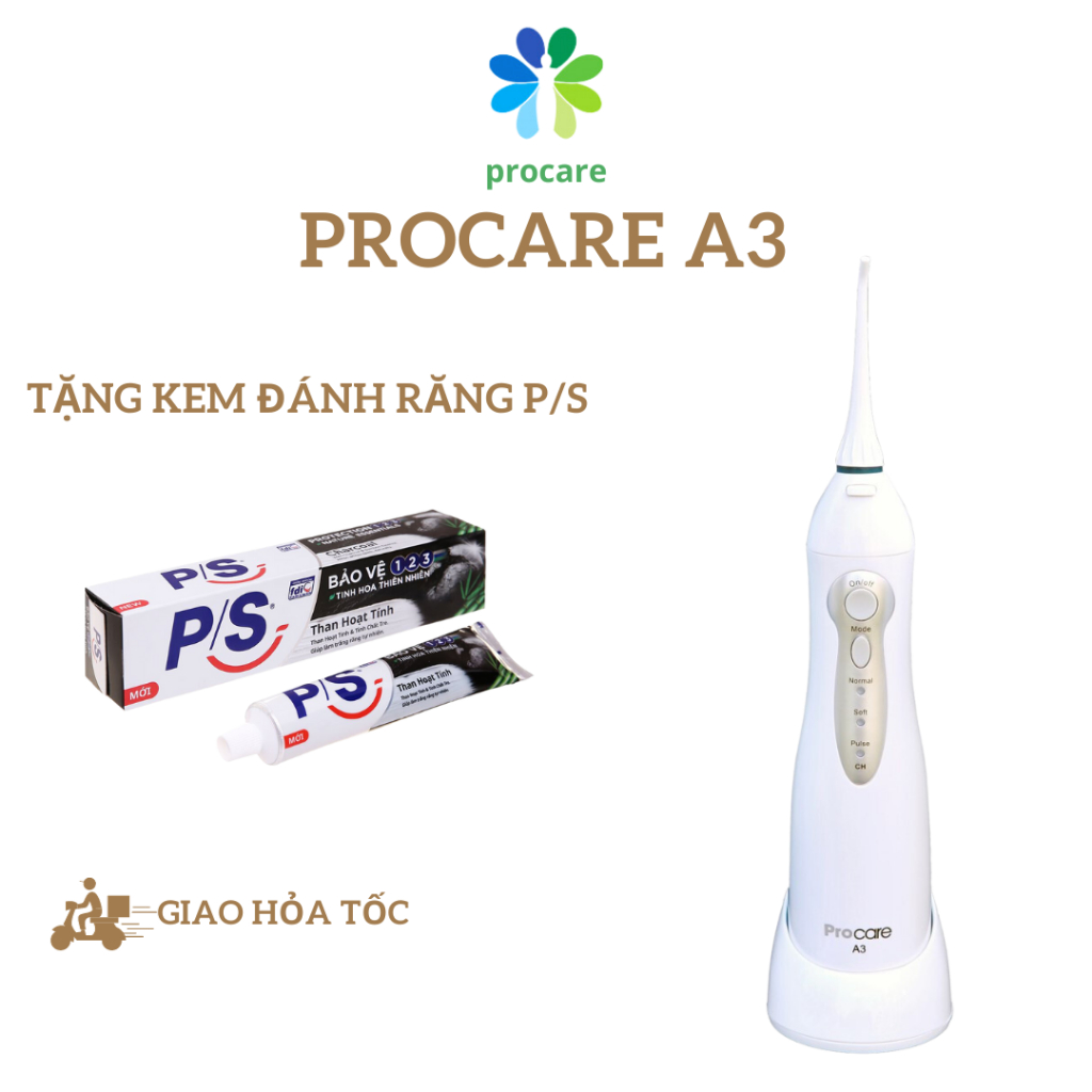 Máy Tăm Nước Cầm Tay Procare A3 - Chống Thấm Nước - Hàng Chính Hãng - Bảo Hành 12 Tháng