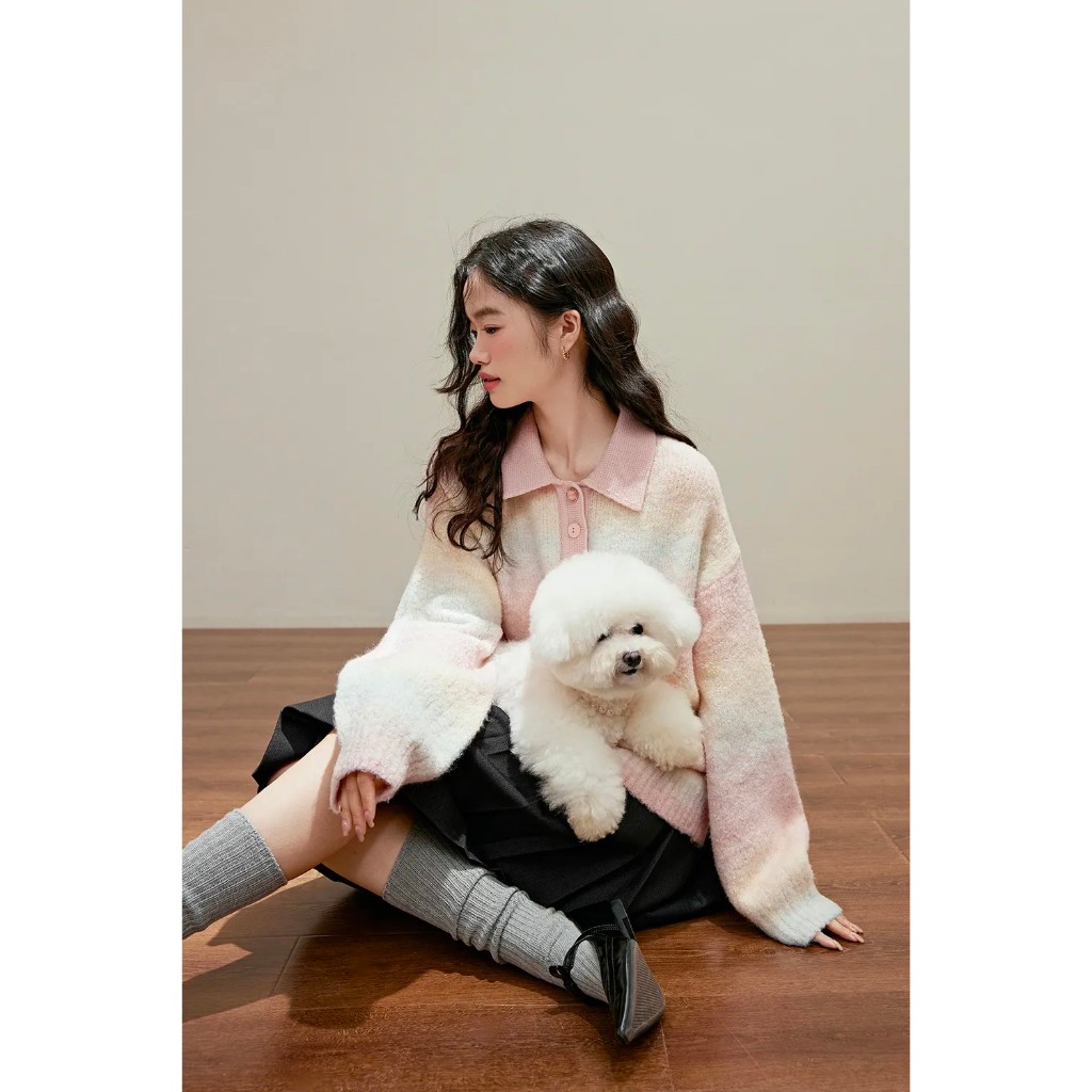 Áo len phối màu cổ polo hàng xuất Kuose