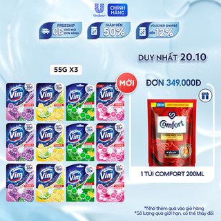 Combo 3 Viên Tẩy Bồn Cầu Vim Power 5 Sạch Khuẩn Thơm Mát (55g/viên)