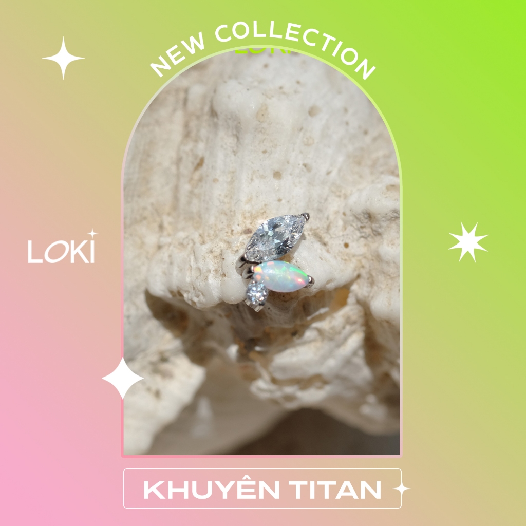 Khuyên tai Titan F136 chuẩn ASTM - BUTERFLY ĐÁ OPAL TITAN