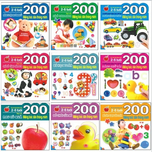 Sách - 200 Miếng Bóc Dán Thông Minh - 12 chủ đề lựa chọn
