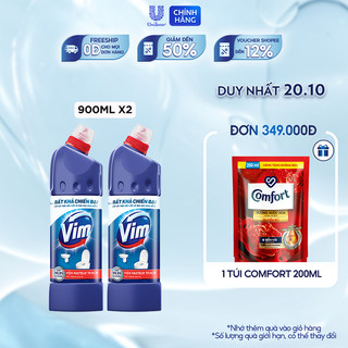 Combo 2 Nước Tẩy Bồn Cầu Vim Diệt Khuẩn (880ml/chai) - Xanh Biển