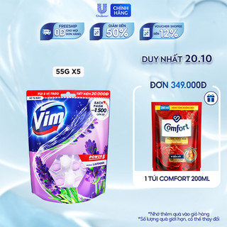 Combo 5 Bộ Viên tẩy bồn cầu Vim Power 5 Hương Lavender 55G x 5