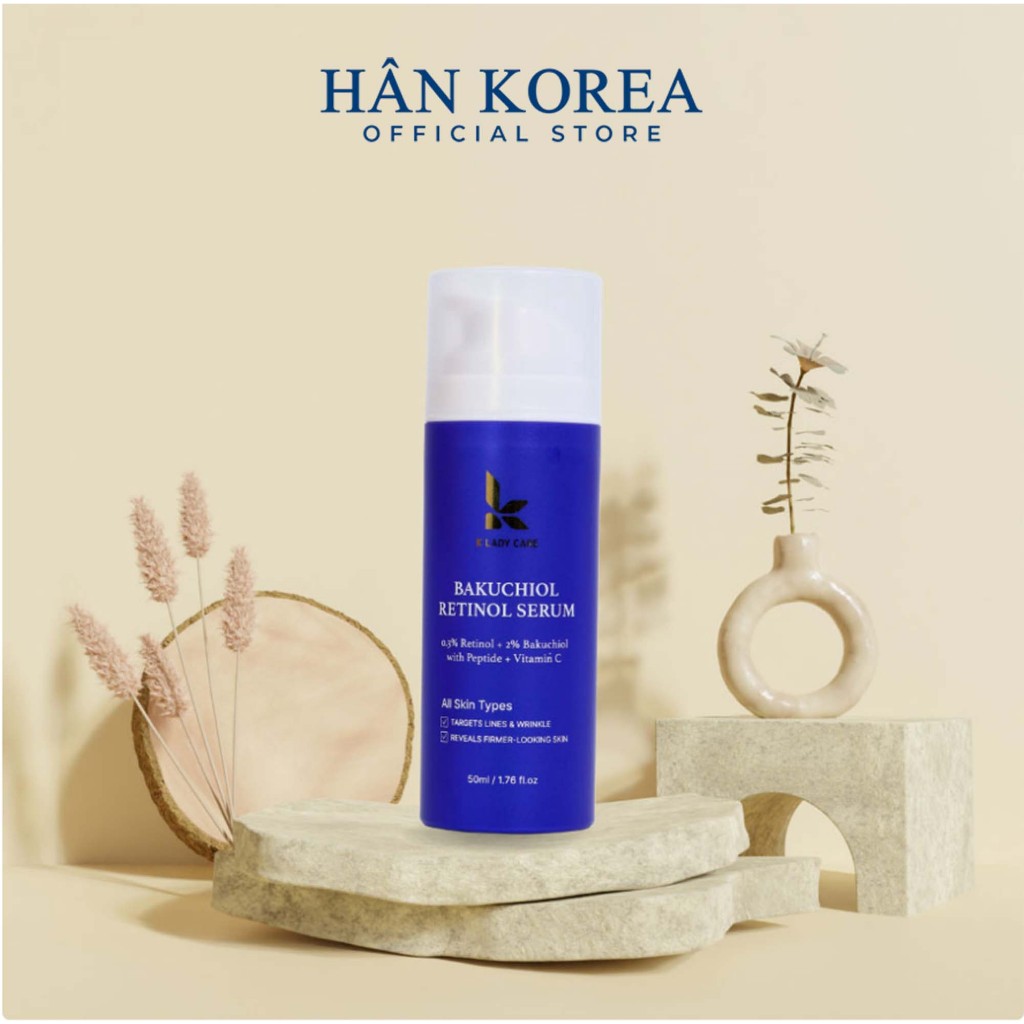 Serum Retinol bakuchiol 2% chống lão hóa, trắng da, mờ nám, tàn nhang, chống già và cải lão hoàn đồng 50ml - Hân Korea