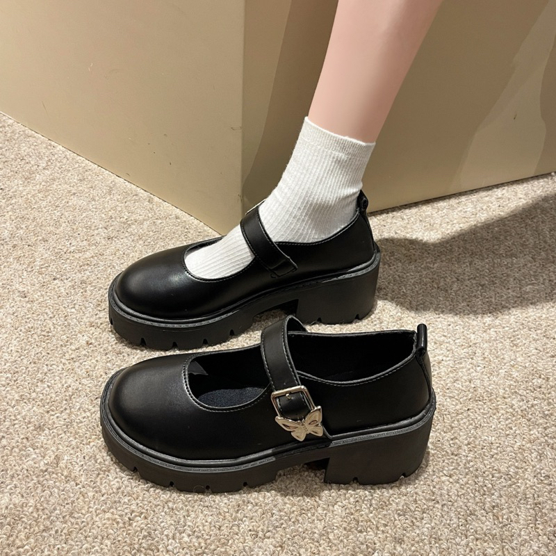 Giầy lolita đế cao 5cm khoá cài cánh bướm xinh