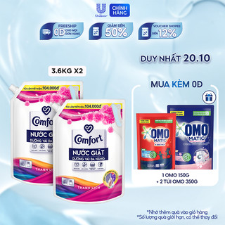 Combo 2 túi nước giặt dưỡng vải Comfort hương Thanh Lịch túi 3.6kg