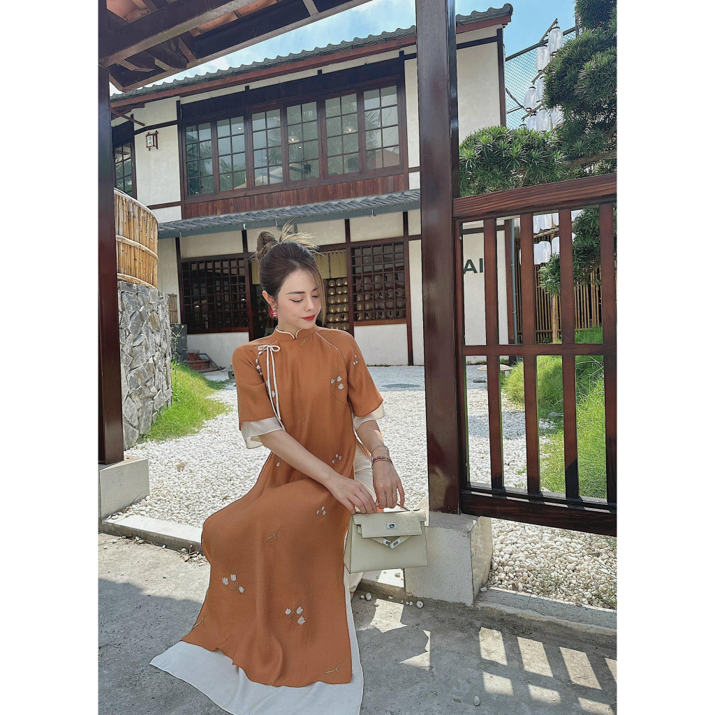 Áo Dài BST Duyên Của Linn Desinger, vải  mềm thêu hoa nhẹ nhàng dáng xuông dễ mặc hot nhất 2023