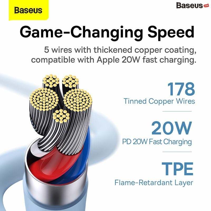 Cáp sạc nhanh cho iPhone 20W Baseus Jelly Liquid Silica Gel Fast Charging Data Cable