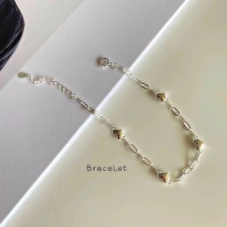 Lắc tay bạc nữ TWIKLE TIME nữ trái tim nhỏ dây nối xinh xắn TT083
