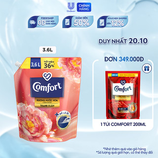 Nước xả làm mềm vải & giảm nhăn Comfort Đậm Đặc Hương Hoa Thiên Nhiên Thanh Xuân 3.6L