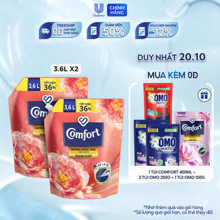 Combo 2 Nước xả làm mềm vải & giảm nhăn Comfort Đậm Đặc Hương Hoa Thiên Nhiên Thanh Xuân 3.6L