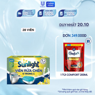 Hộp Viên Rửa Chén Bát Sunlight 5 in 1 Dành Cho Máy Rửa Chén (28 Viên/Hộp)