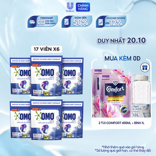 Combo 6 Túi Viên Giặt Tiện Lợi OMO Công Nghệ Anh Quốc - Bền Màu (17 Viên/Túi)