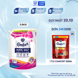 Nước giặt dưỡng vải Comfort hương Thanh Lịch túi 2,2kg / 3,6kg