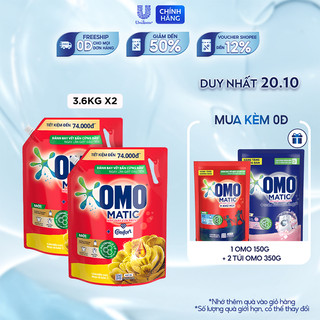 Combo 2 Túi Nước giặt OMO Matic chuyên dụng Cửa Trên 3.6kg/túi