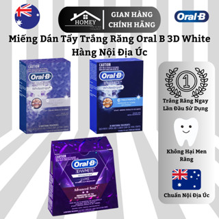 Homey - Miếng dán tẩy trắng răng Oral-B 3D White Whitestrips (1 hộp 14/28 cặp) - Hàng nội địa Úc
