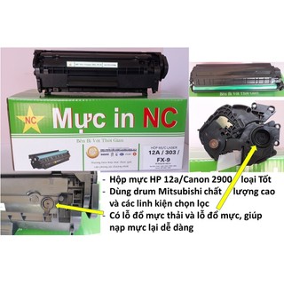 Hộp mực 2900, hộp mực máy in LBP 2900, 3000 chính hãng NC, in đậm, đẹp, bảo hành 12 tháng, in 2.500 trang