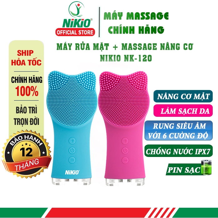 Máy rửa mặt massage pin sạc Nikio NK-120 - Đầu silicon cao cấp
