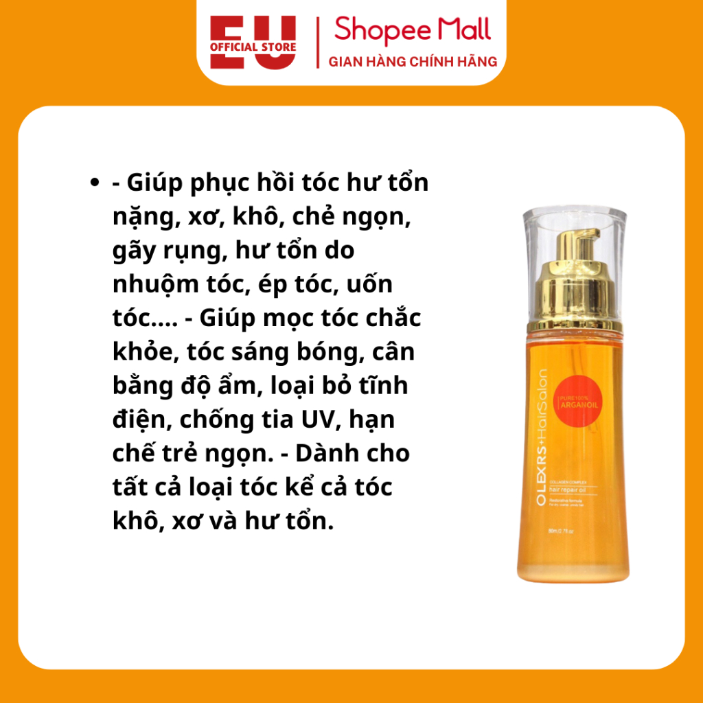 Tinh Dầu Dưỡng Phục Hồi Chống Rụng Tóc Olexrs Hair Salon Collagen 80ml