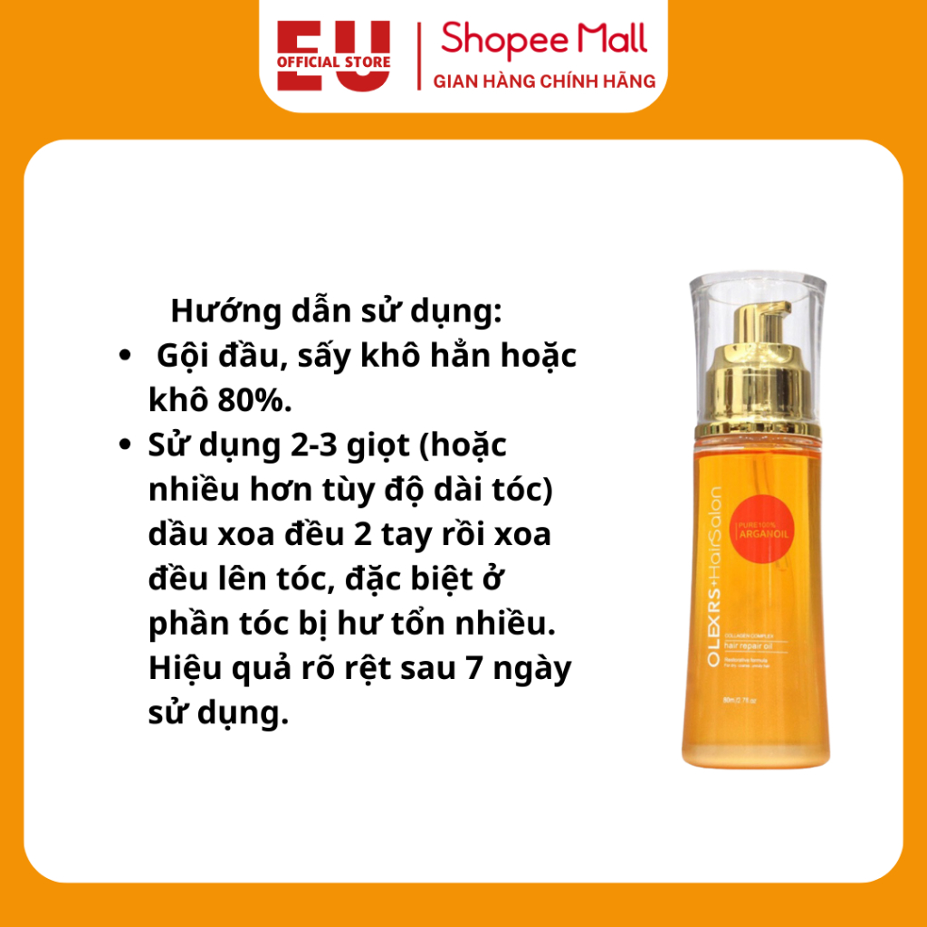Tinh Dầu Dưỡng Phục Hồi Chống Rụng Tóc Olexrs Hair Salon Collagen 80ml