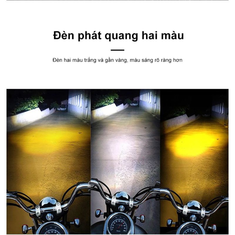 Đèn Led Mini Trợ sáng cho xe máy 2 màu Cos Vàng Far Trắng + công tắc