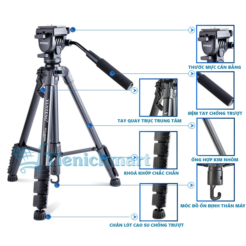 Chân máy ảnh máy quay Tripod điện thoại YUNTENG VCT-691RM