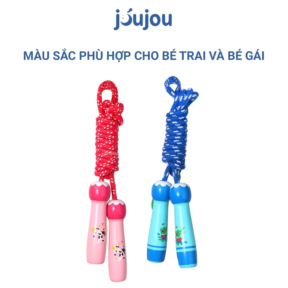 Dây nhảy thể dục cho bé tay cầm cán gỗ Jujou, dây nhảy dài 2m5 giúp bé tăng khả năng phẩn xạ và hỗ trợ tăng chiều cao