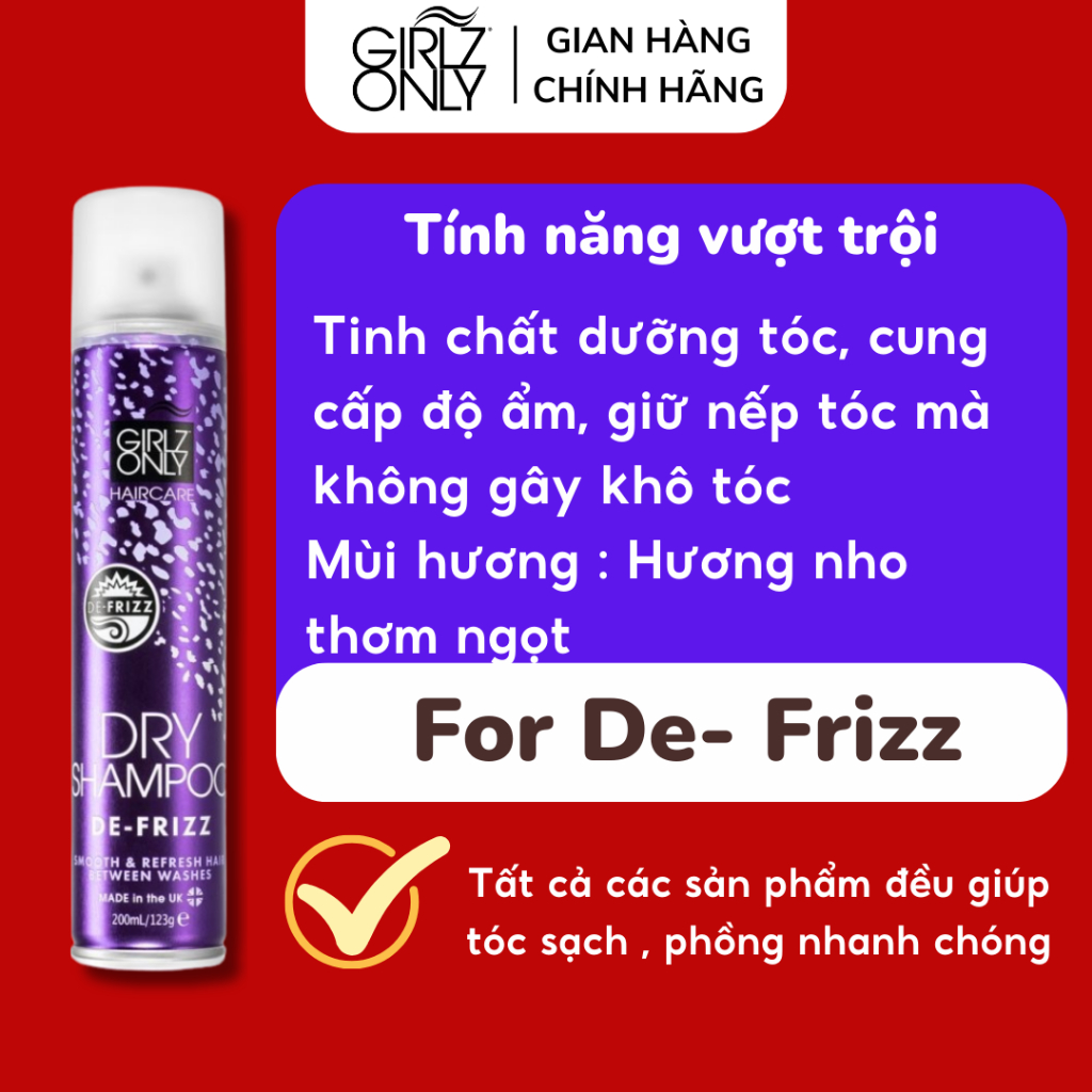 Dầu Gội Khô Girlz Only Party Nights / Dawn 'Til Dusk / Dazzling Volume / No Residue Nude