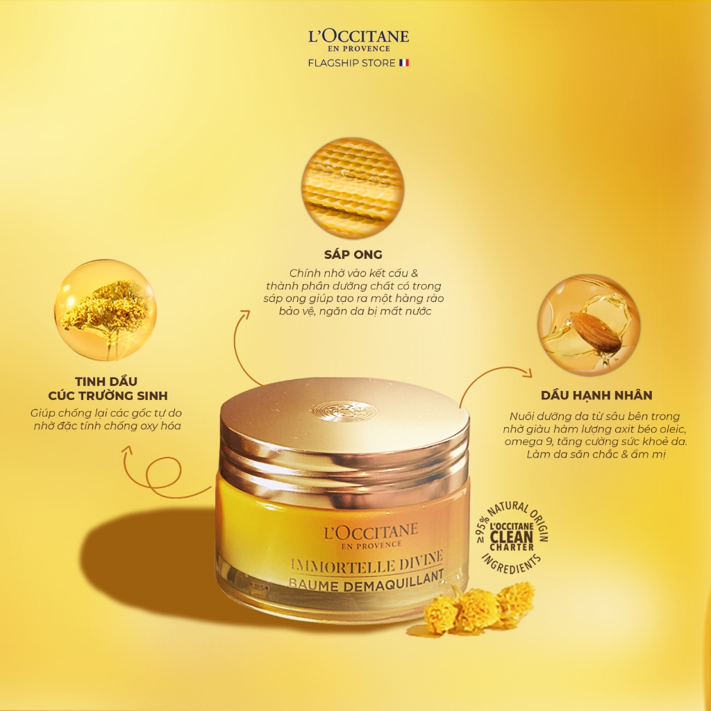 Sáp Tẩy Trang Chống Lão Hóa Cúc Trường Sinh L'Occitane Immortelle Divine Cleansing Balm 60gr