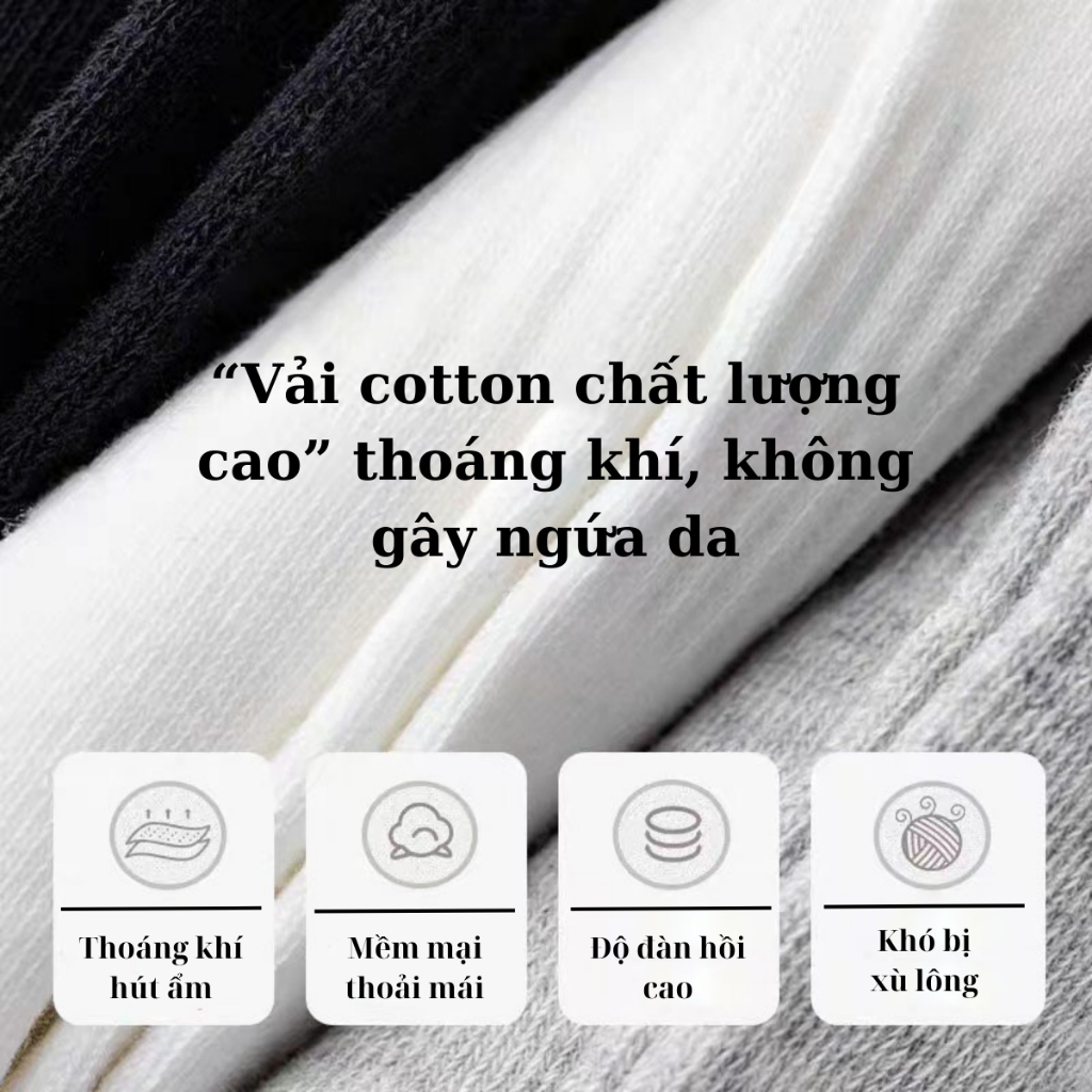 Tất Nam Nữ Cổ Cao BUTUNI Chất Cotton Thấm Hút Mồ Hôi Co Dãn Bốn Chiều Phong Cách Unisex Hàn Quốc