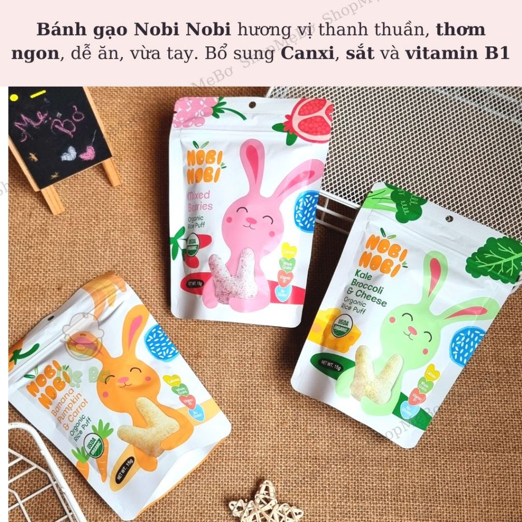 BÁNH GẠO HỮU CƠ NOBI NOBI 8M+ 15g