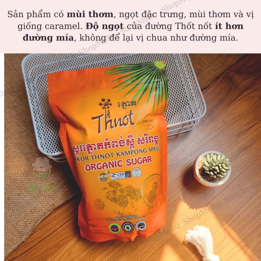 ĐƯỜNG THỐT NỐT HỮU CƠ NHẬP KHẨU CAMPUCHIA GÓI 500g