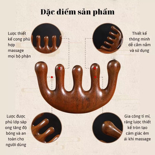 Lược gỗ đàn hương massage da đầu