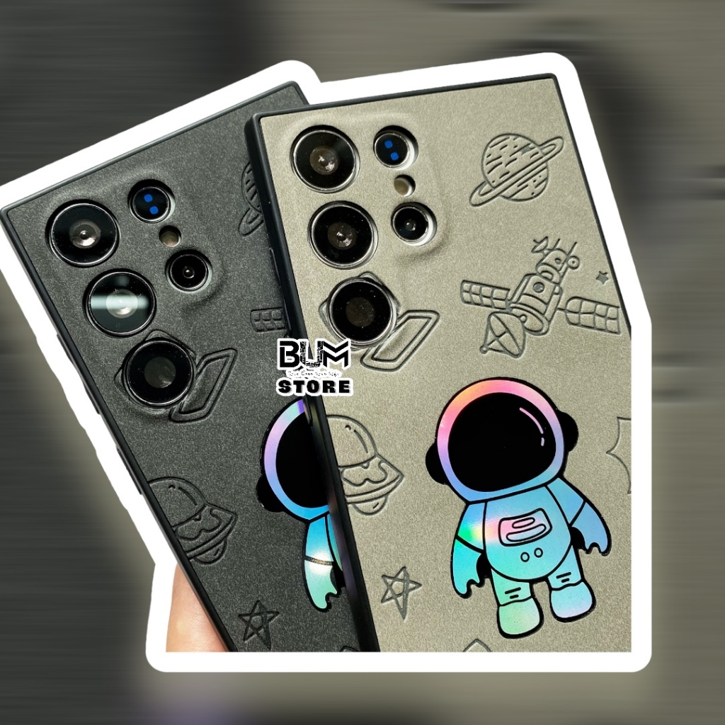 Ốp Lưng Astronauts Da Lộn In Lazer Cho Điện Thoại Samsung Galaxy S23 Ultra / S22 Ultra