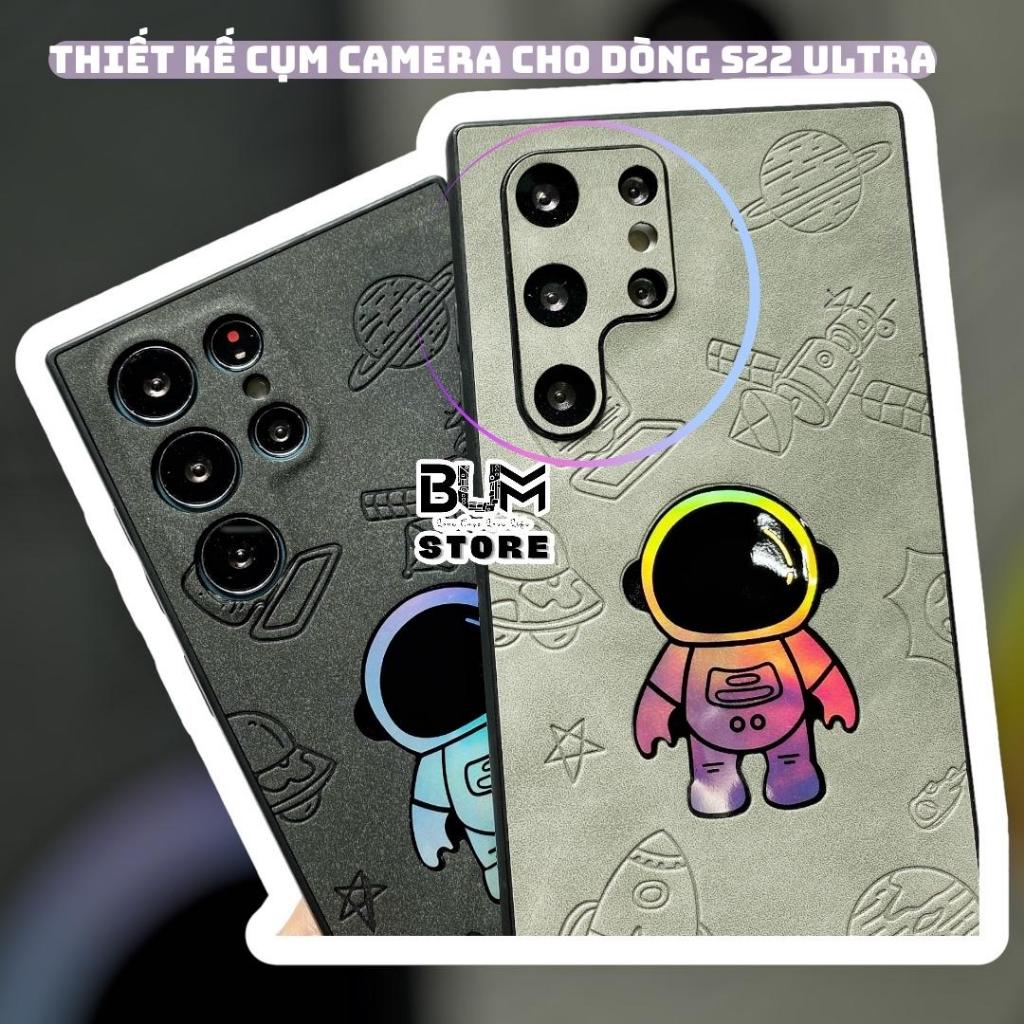 Ốp Lưng Astronauts Da Lộn In Lazer Cho Điện Thoại Samsung Galaxy S23 Ultra / S22 Ultra