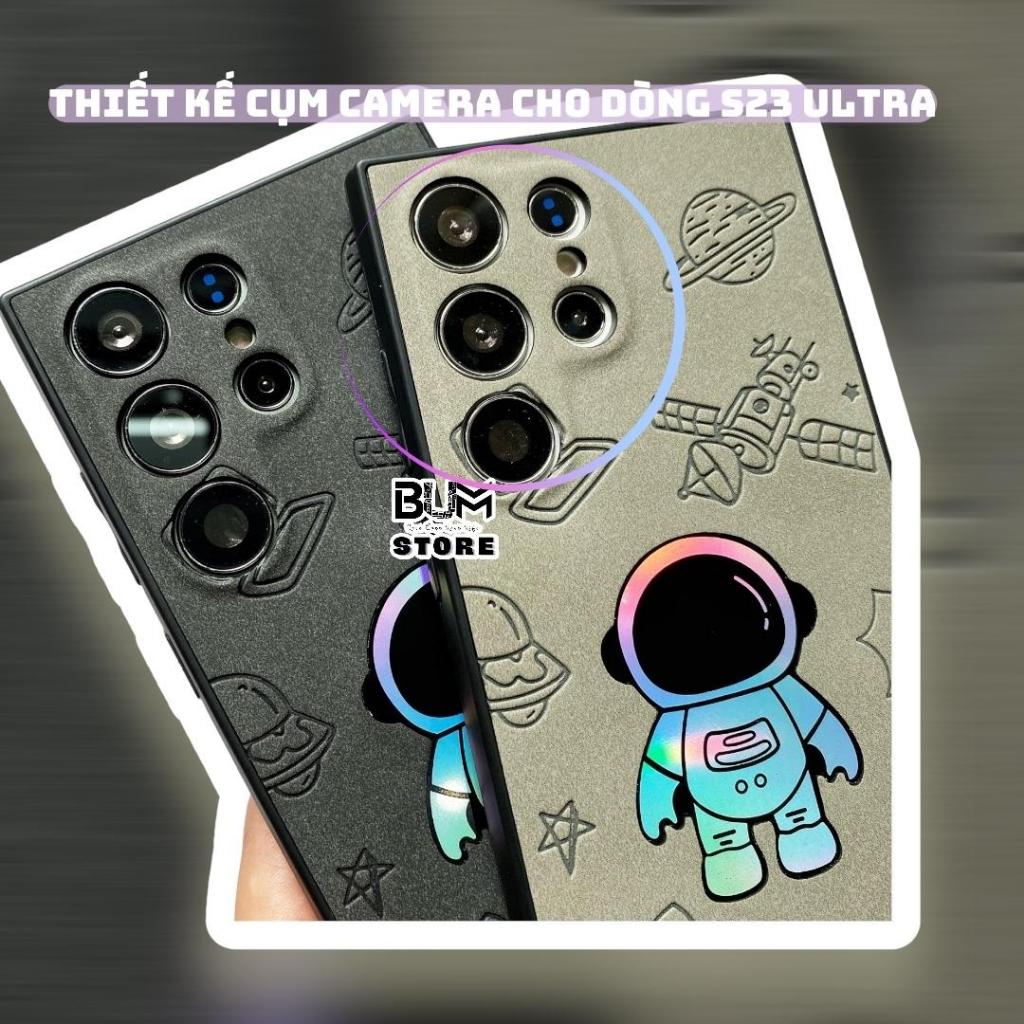 Ốp Lưng Astronauts Da Lộn In Lazer Cho Điện Thoại Samsung Galaxy S23 Ultra / S22 Ultra