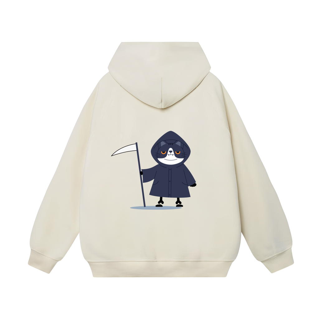 Áo Hoodie Form Rộng YANDO OUTFITS P822 Nỉ Cotton HALLOWEEN CAT 350GSM Local Brand