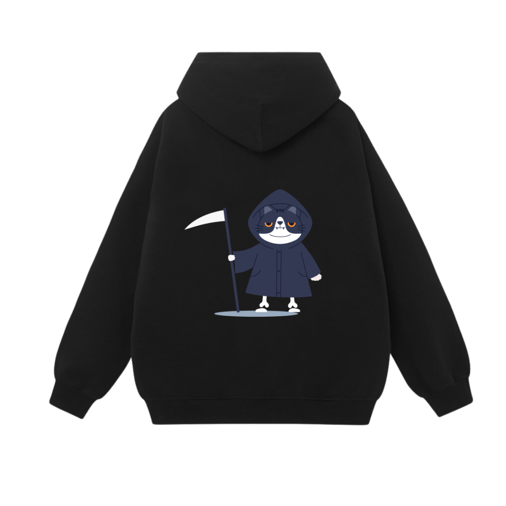 Áo Hoodie Form Rộng YANDO OUTFITS P822 Nỉ Cotton HALLOWEEN CAT 350GSM Local Brand