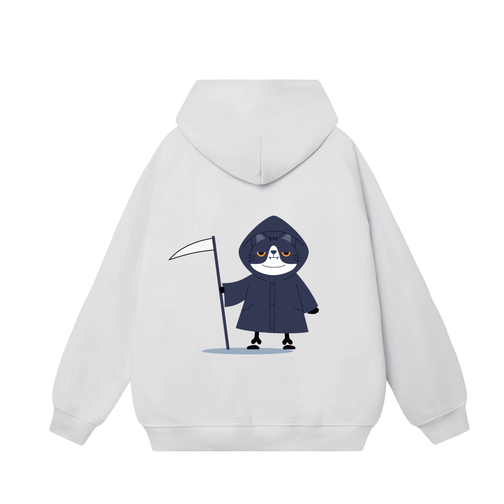 Áo Hoodie Form Rộng YANDO OUTFITS P822 Nỉ Cotton HALLOWEEN CAT 350GSM Local Brand