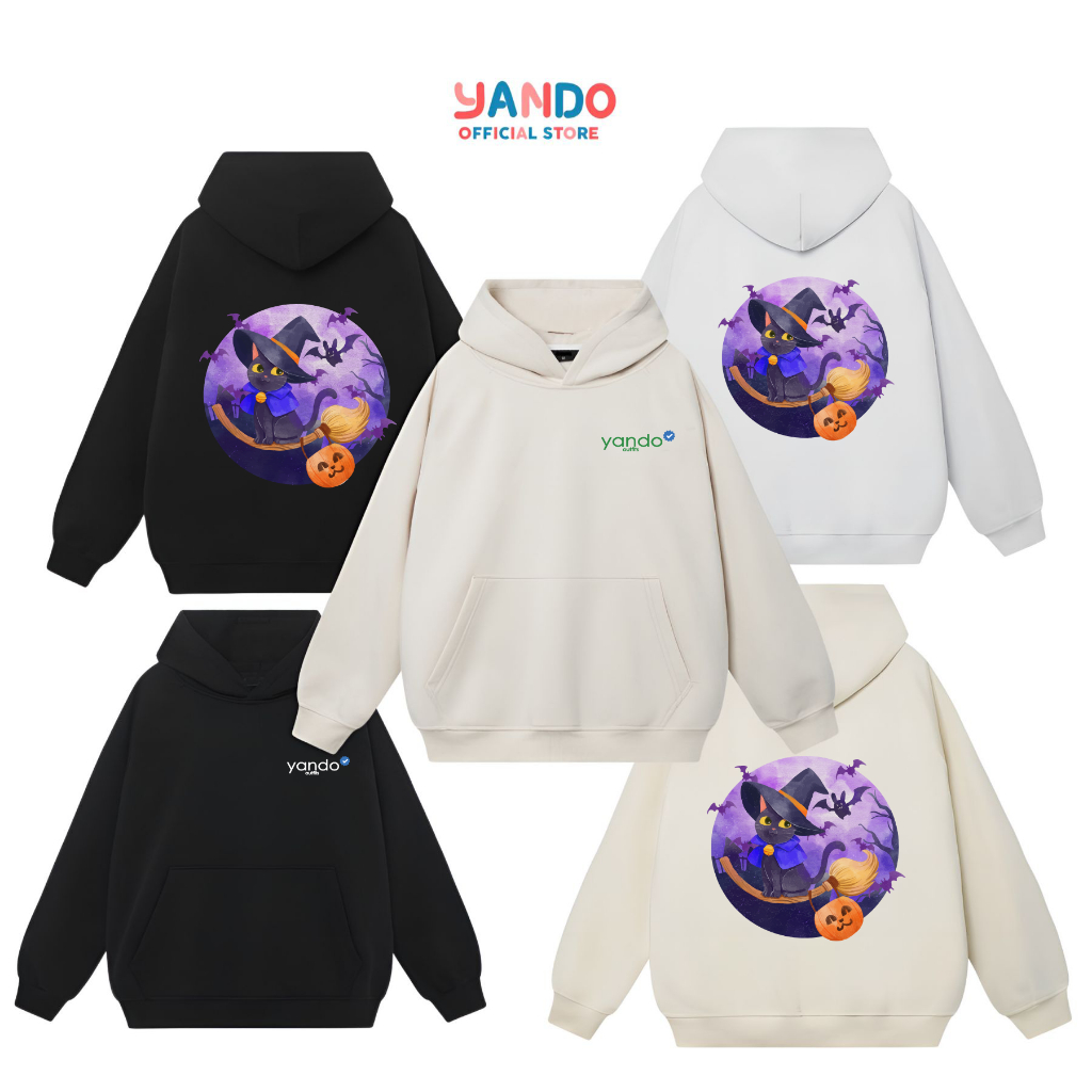Áo Hoodie Form Rộng YANDO OUTFITS P825 Nỉ Cotton FLYING CAT 350GSM Local Brand