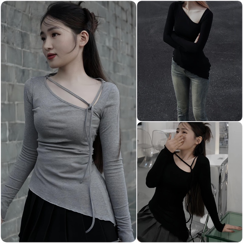 Áo xéo vạt dây cổ