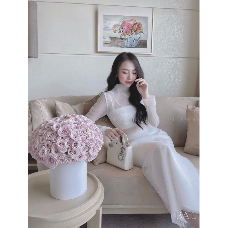 Set tơ voan 3 chi tiết áo voan mix chân váy midi thanh lịch tôn dáng ,set thiết kế tôn dáng mùa thu ảnh thật