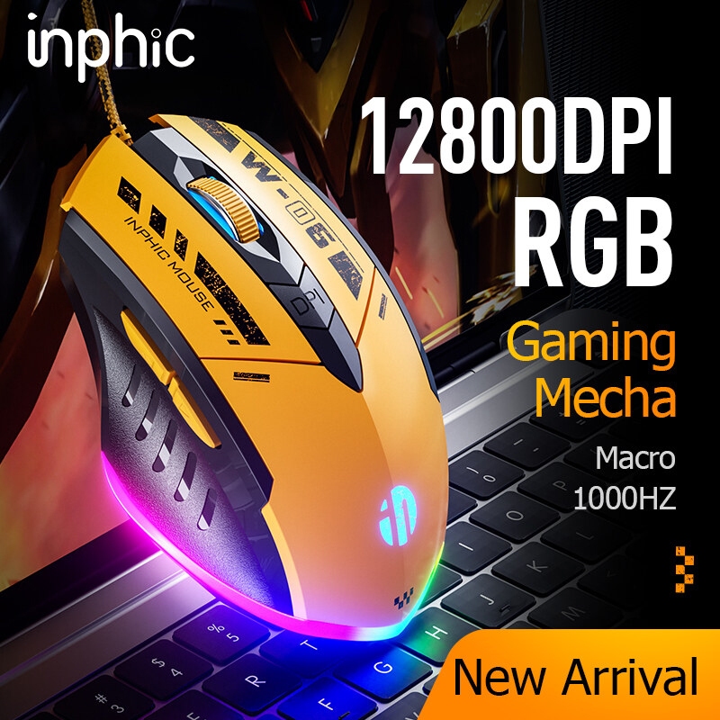 Chuột gaming cao cấp 6D NTC INPHIC W6 DPI 12800 phiên bản slient - kiểu dáng siêu xe cực chất