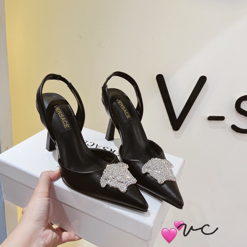 Sandal cao gót ver•sac đá super 2 màu fullbox