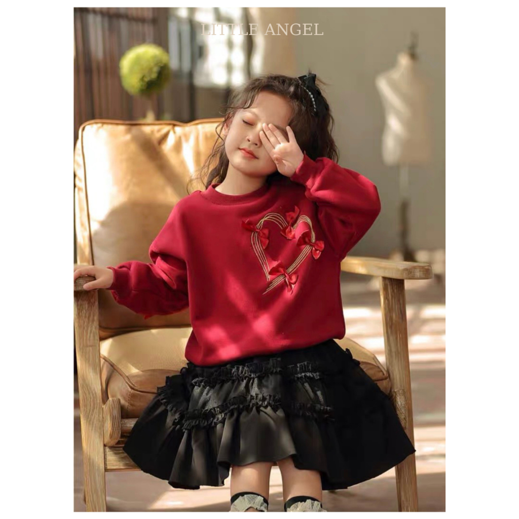 Set bộ váy bé gái hai mảnh mùa thu đông, phong cách tiểu thư sang chảnh dễ thương size 12-40kg