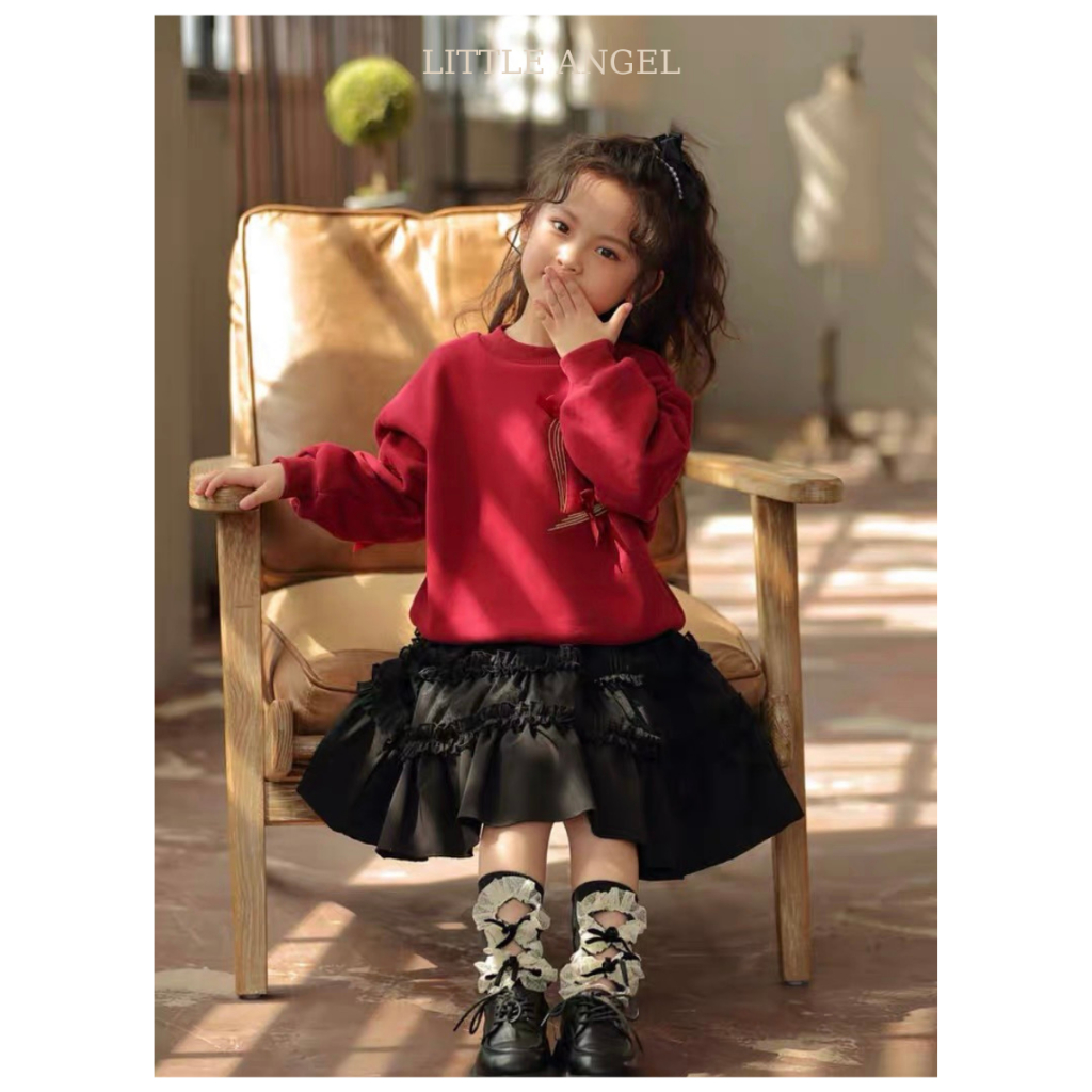 Set bộ váy bé gái hai mảnh mùa thu đông, phong cách tiểu thư sang chảnh dễ thương size 12-40kg