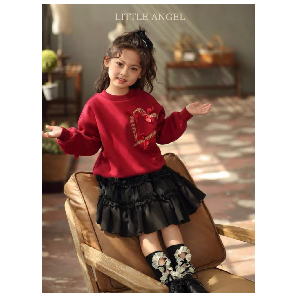 Set bộ váy bé gái hai mảnh mùa thu đông, phong cách tiểu thư sang chảnh dễ thương size 12-40kg