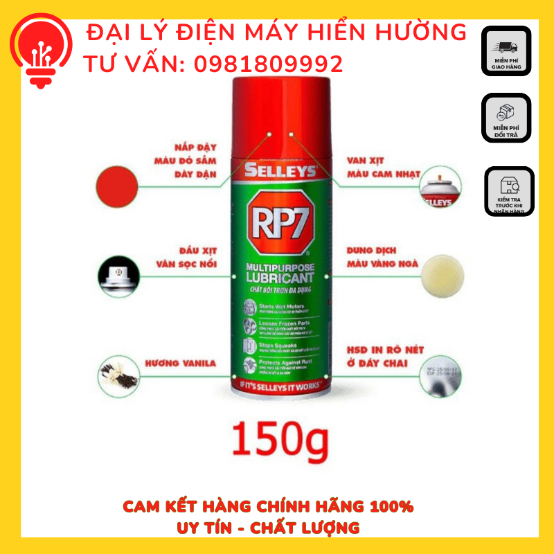 RP7 SELLEYS 175g, 350g Xịt Bôi Trơn Và Bảo Vệ Thiết Bị Chống Rỉ Sét, rp7