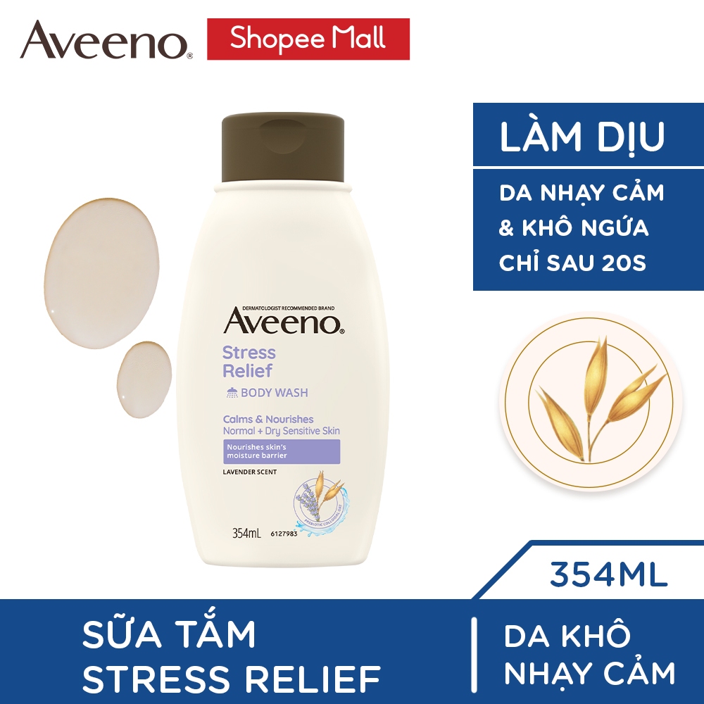 Sữa tắm cho da nhạy cảm, giảm căng thẳng hương lavender Aveeno Stress Relief 354ml